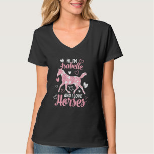 Camiseta Olá, sou Isabelle, adoro cavalos, corações bonitas