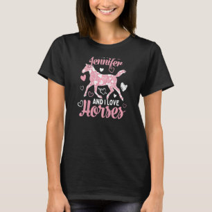 Camiseta Olá, sou Jennifer e adoro cavalos, belo coração.