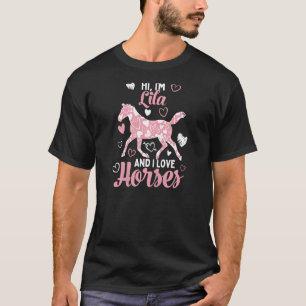Camiseta Olá, sou Lila e adoro cavalos, bom padrão cardíaco