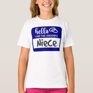 Camiseta Olá, sou o Crachá do nome do casamento da sobrinha