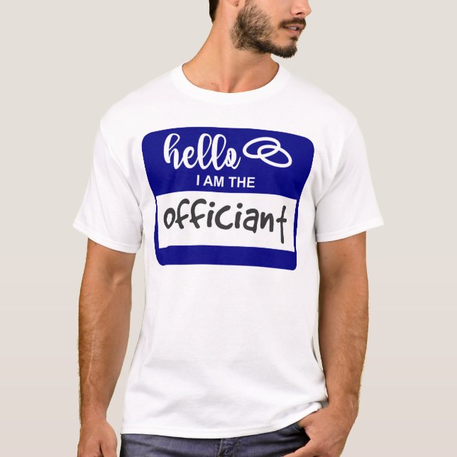 Camiseta Olá, sou o Crachá do Nome do Casamento Oficiente (Frente)