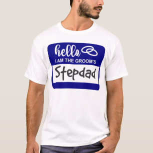 Camiseta Olá, sou o Crachá do nome do casamento Stepdad do