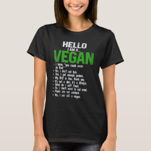 Camiseta Olá sou um vegano vegetariano veggie Direitos dos