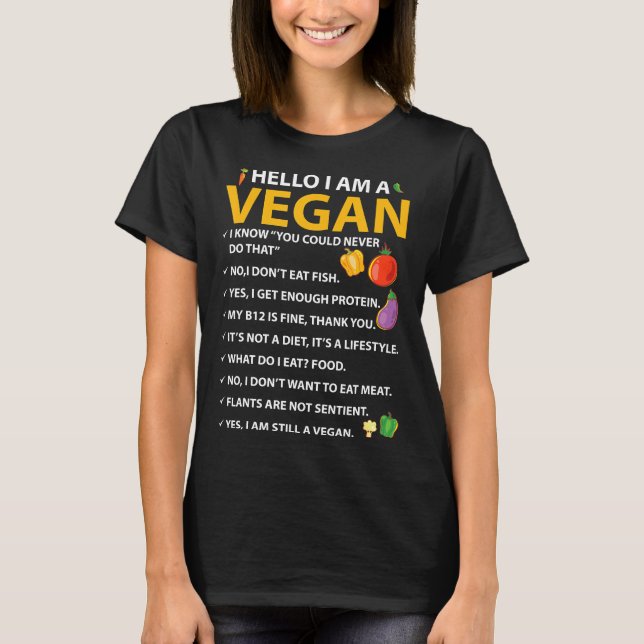 Camiseta Olá, Sou Vegan Vegetal Alimentado (Frente)