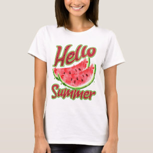 Camiseta Olá Summer Aquarela Design de melancia