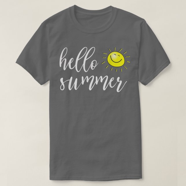 Camiseta Olá Summer com sol feliz para as férias de verão e (Frente do Design)