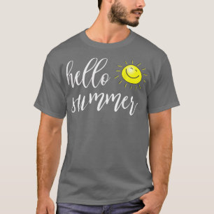 Camiseta Olá Summer com sol feliz para as férias de verão e