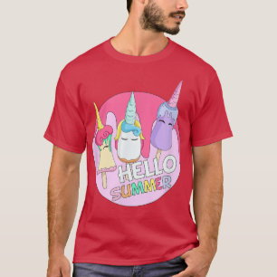 Camiseta Olá Summer Cute Sorvete do Unicorn Trio Ice