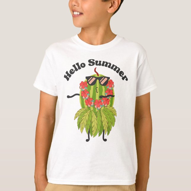 Camiseta Olá Summer Funny Watermelle Fruta Com Sunglasse (Frente)