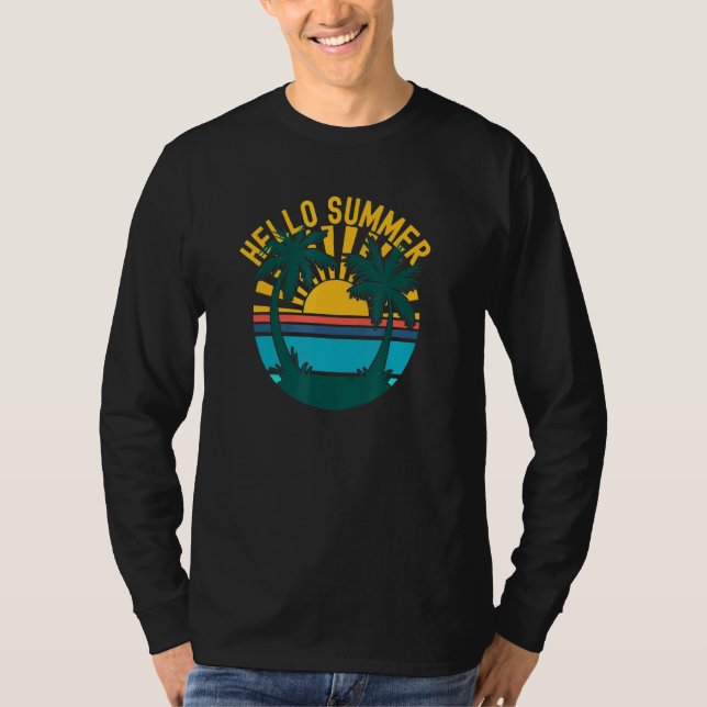 Camiseta Olá Summer Palm Trees Vacinação dos Sunrays de Pra (Frente)