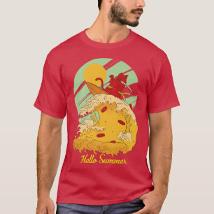 Camiseta Olá Summer Pizza Wave Vintage Surfer Surfing Ret