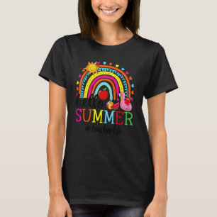Camiseta Olá, Summer Rainbow Flamingo Watermelon Professor 
