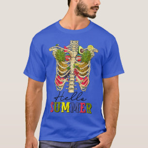 Camiseta Olá Summer Skeleton Flower Watermelon Beach Trop