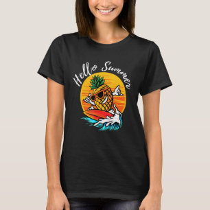 Camiseta Olá Summer Sobrevivendo a Praias Legal de Abacaxi 