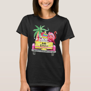 Camiseta Olá Summer Sunshine Gnomos Flamingo Truck Vintag