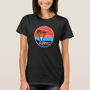 Camiseta Olá Summer Vacle Beach E Palm Tree Sunset