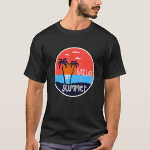 Camiseta Olá Summer Vacle Beach E Palm Tree Sunset