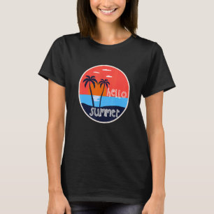 Camiseta Olá Summer Vacle Beach E Palm Tree Sunset