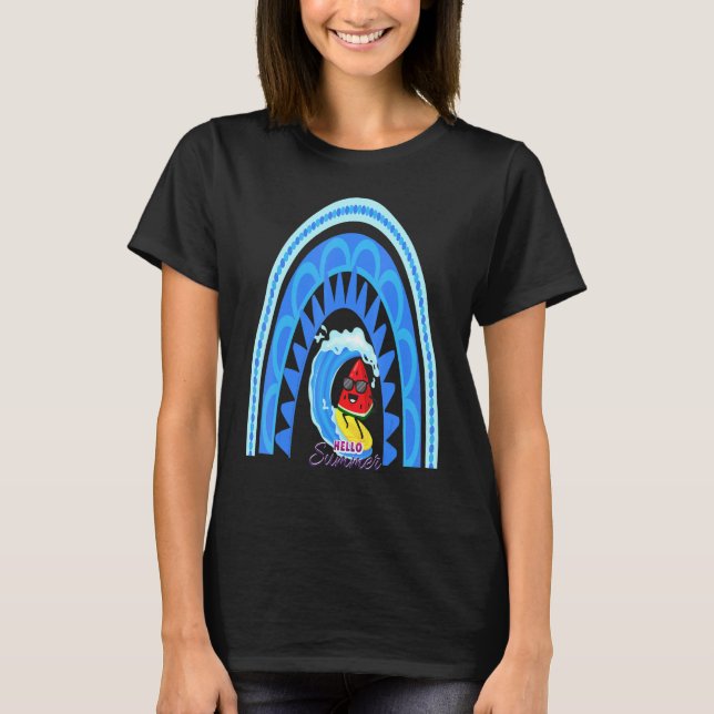 Camiseta Olá Summer Watermelon Surf Summer Break Vacatio (Frente)