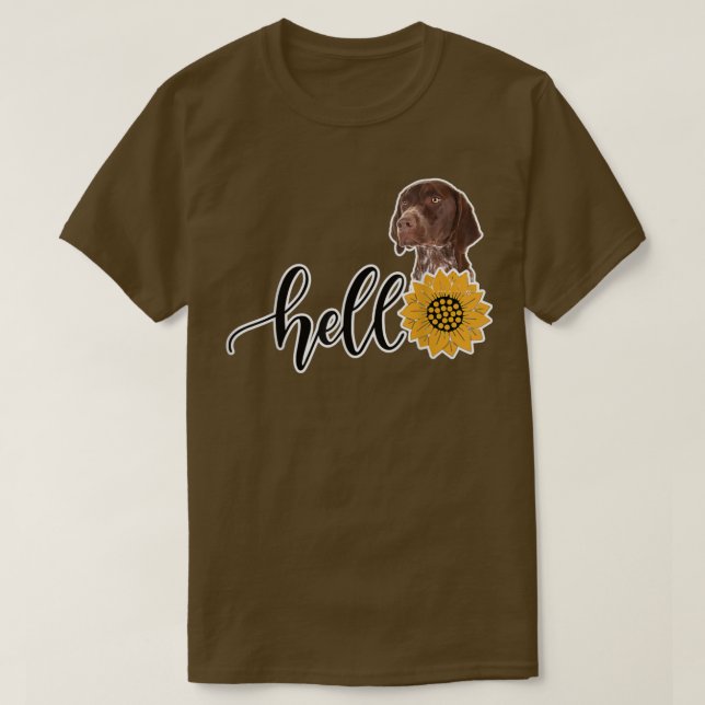 Camiseta Olá Sunflower German Shorthair Pointer (Frente do Design)