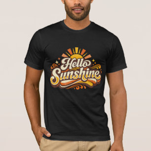 Camiseta Olá Sunshine Vibrações de Verão Retro