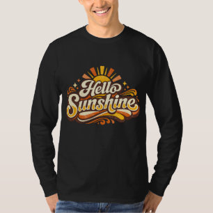 Camiseta Olá Sunshine Vibrações de Verão Retro