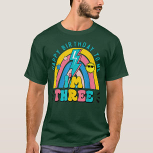 Camiseta Olá Três Arco-Íris Eu Tenho 3 Anos Feliz Aniversár