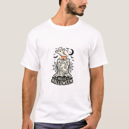 Camiseta Olá Vela de Fantasma de Halloween
