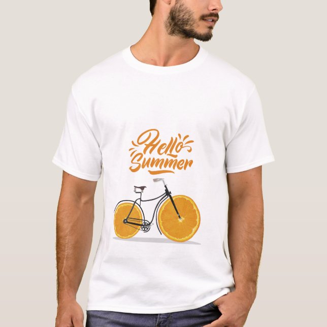 Camiseta Olá verão, bicicleta retrô engraçada (Frente)