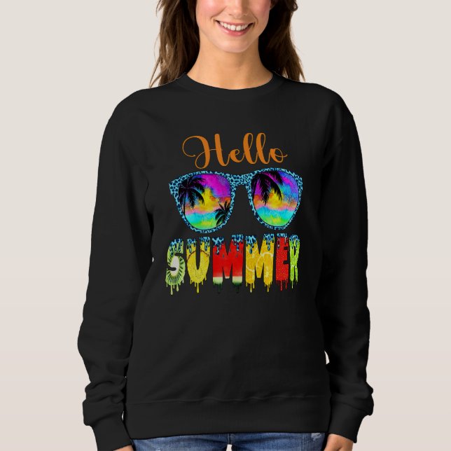 Camiseta Olá Verão com óculos de sol Retro Beach Vacing (Frente)