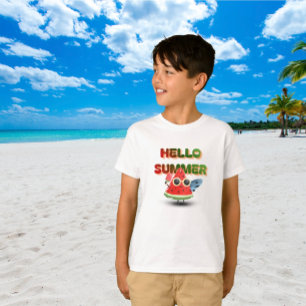 Camiseta Olá Verão Doce Melancia Arte de Praia