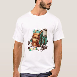 Camiseta Olá Verão Gráfico de Palmeira Retro para Camping