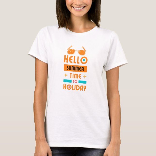 Camiseta olá verão, hora de férias (Frente)
