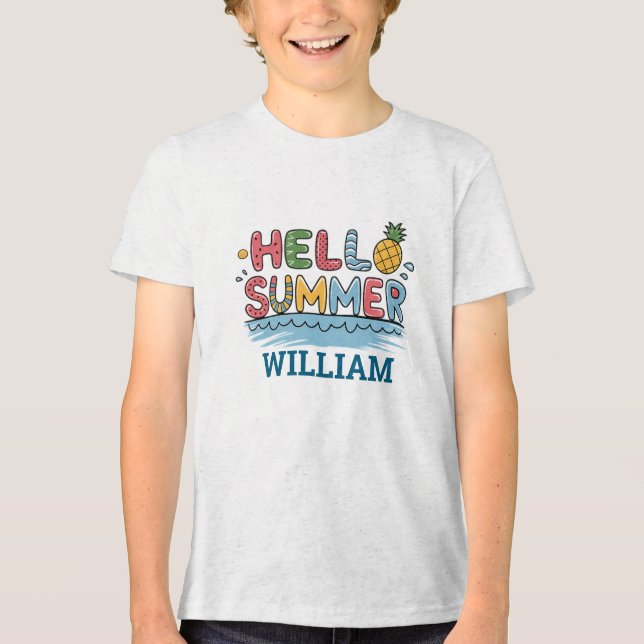 Camiseta Olá Verão Personalizado Família Correspondente Fér (Frente)