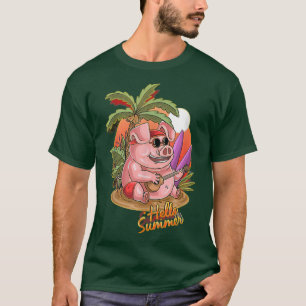 Camiseta Olá verão sol nascer sol nascer porco porco porco