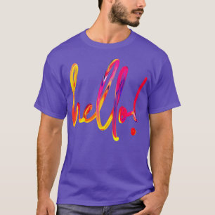 Camiseta Olá versão escovada do arco-íris