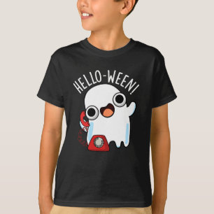 Camiseta Olá-ween Piada de Fantasma Divertida Fundo Escuro