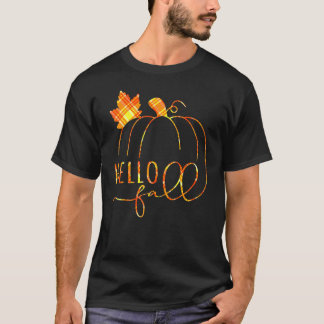 Camiseta Olá, xadrez de búfalos Bem-vindos Queda Ação de Gr