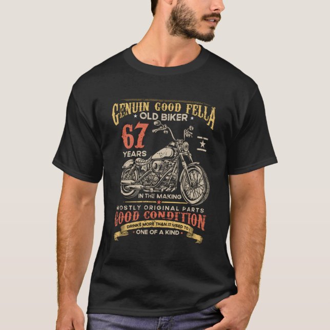 Camiseta Old Biker 67 Anos No Fazer 67° Biker (Frente)