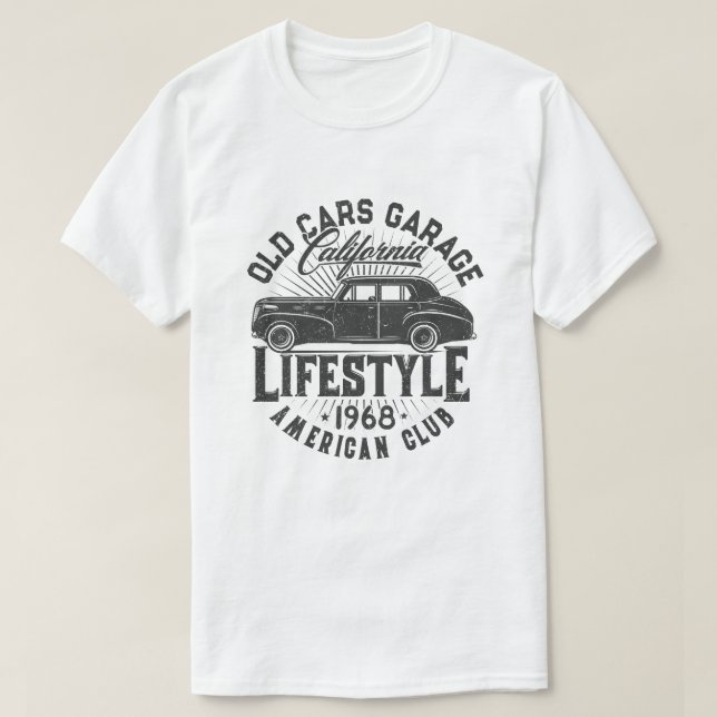 Camiseta Old Car Garage American Club (Frente do Design)