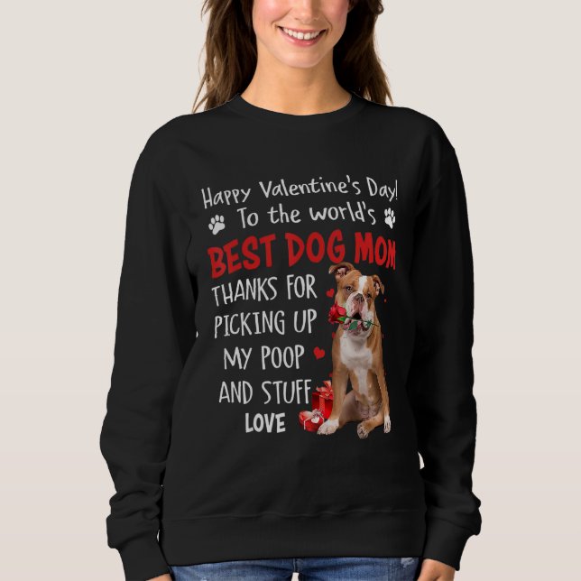 Camiseta Old English Bulldog Best Dog Mom Valentines Day Fu (Frente)