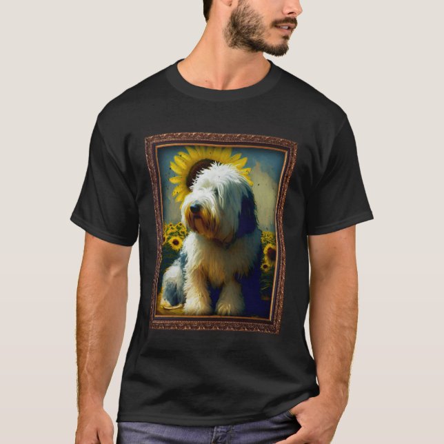 Camiseta Old English Sheepdog Painting Sunflower Flower Mom (Frente)