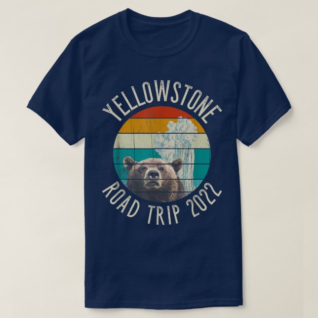 Camiseta OLD FAITHFUL Geyser Grizzly YELLOWSTONE Road Trip  (Frente do Design)