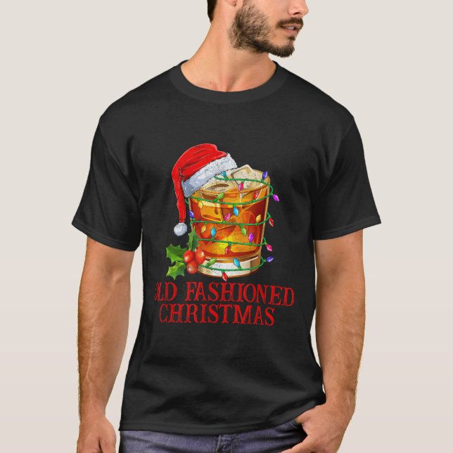 Camiseta Old Fashioned Whiskey Christmas Funny Bourbon Tail (Frente)