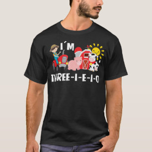 Camiseta Old MacDonald Im Three EIEIO Birthday 3 Year Party