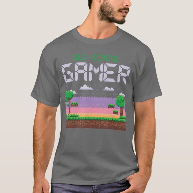 Camiseta Old Retro School Gamer Geek Piel Video Gaming Cons (Frente)