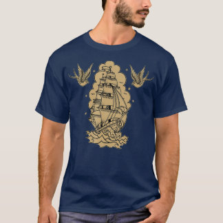 Camiseta Old School Sailor Tattoo Clipper Ship and (2)
