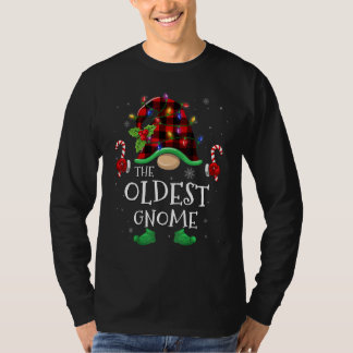 Camiseta Oldest Gnome Buffalo Plaid Matching Family Christm