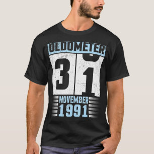 Camiseta Oldometer 31 Anos Feliz Nascer De Aniversário Em N