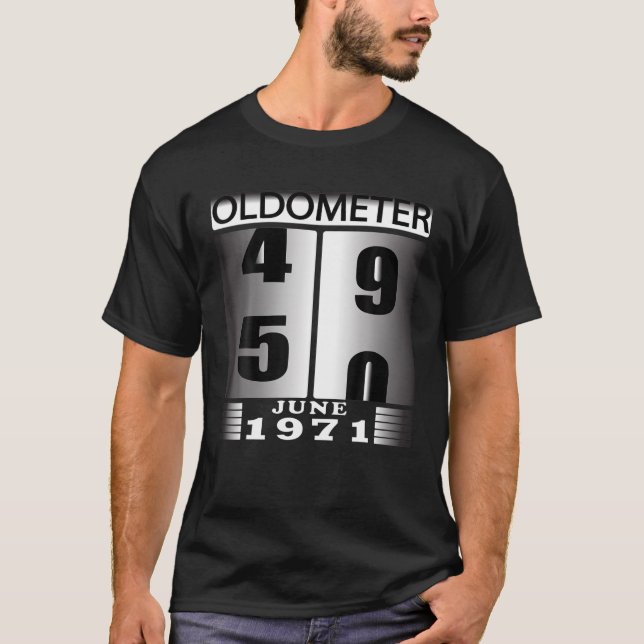 Camiseta Oldometer 49 50, Nascer Em JUNHO De 1970, Engraçad (Frente)